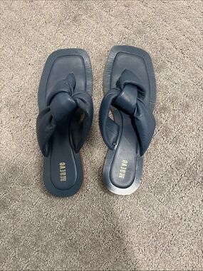 Maeve Navy Knotted Toe-Post Sandals - Women